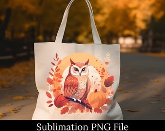 Fall Owl Sublimation Design PNG, Tshirt Sublimation Design, Mug Sublimation Design, Tumbler Sublimation Design, PNG, Instant Download