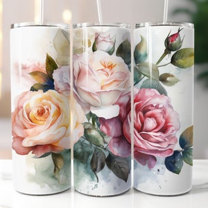 Roses 20 oz Skinny Tumbler Sublimation Design | Rose tumbler wrap| Digital download | Straight tumbler wrap png | Instant download |png file