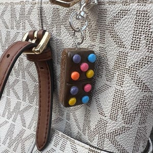 Cosmic Brownie Keychain | handmade, polymer clay, cute food keychain, car key, purse accessory, gift