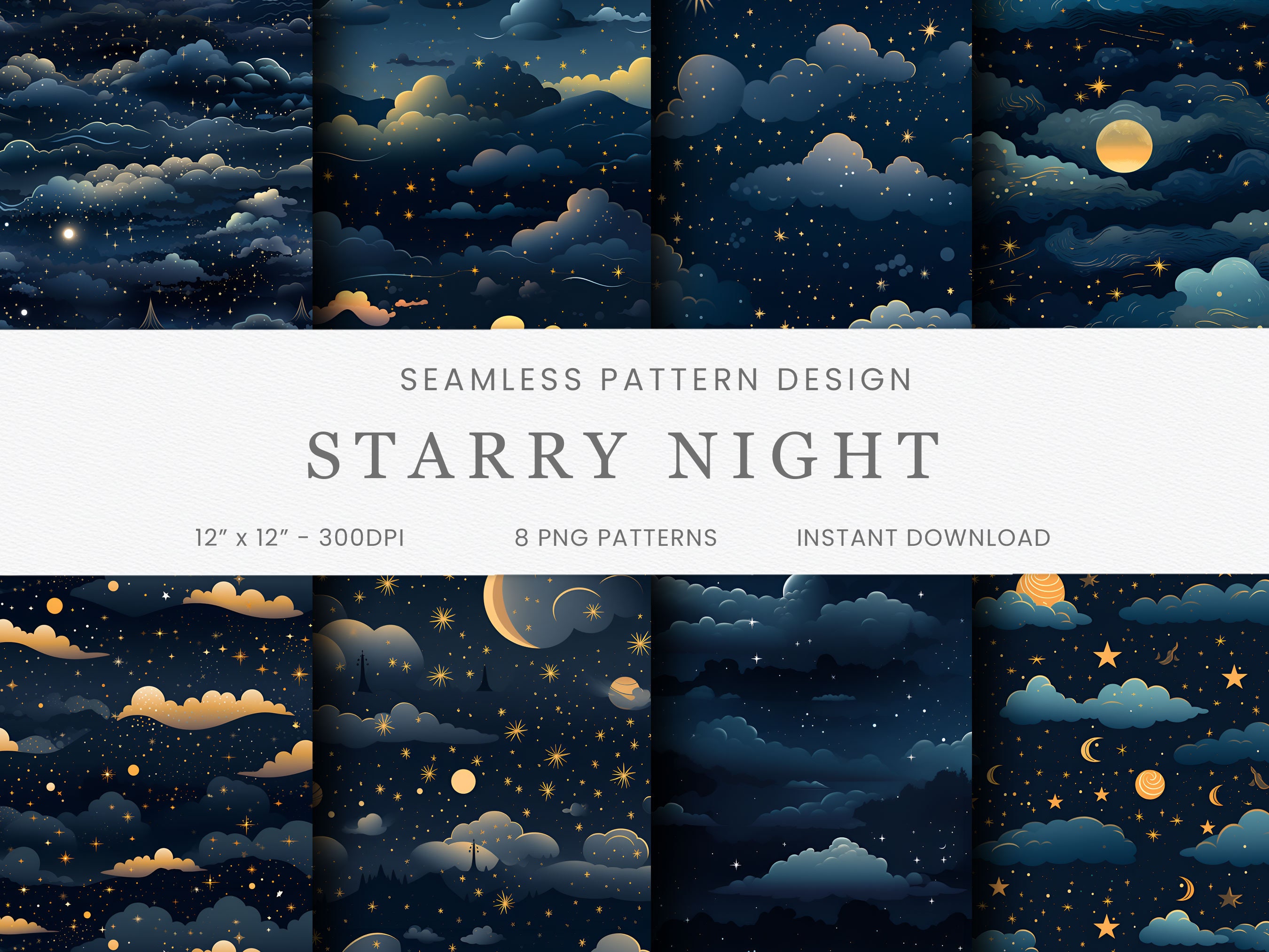 Simple Night Pattern Night Sky Seamless Pattern