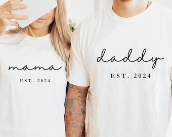 Mama Dad Comfort Colors Shirt, Mom Dad Parents T Shirts, Hospital Coming Home,Baby Announcement,Pregnancy Reveal Shirt, Gift for new Parents