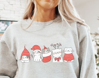 Christmas Cat Sweatshirt, Christmas Cat Shirt, Christmas Sweatshirt, Cat Christmas Shirt, Cat Lover Sweatshirt, Cat Mom Sweatshirt, Cat Shir