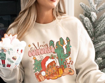 Christmas Cowgirl, Western Sweatshirt, Western Christmas Sweatshirt, Cowgirl Christmas Shirt, Holiday Sweatshirt, Country Christmas, Cowboy