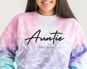 Auntie Sweatshirt, Tie Dye Sweatshirt, Auntie Gifts, Auntie Shirt, Gift for New Aunt, Aunt Hoodie, Cool Aunt Shirt, Aunt Gift New Baby, Aunt