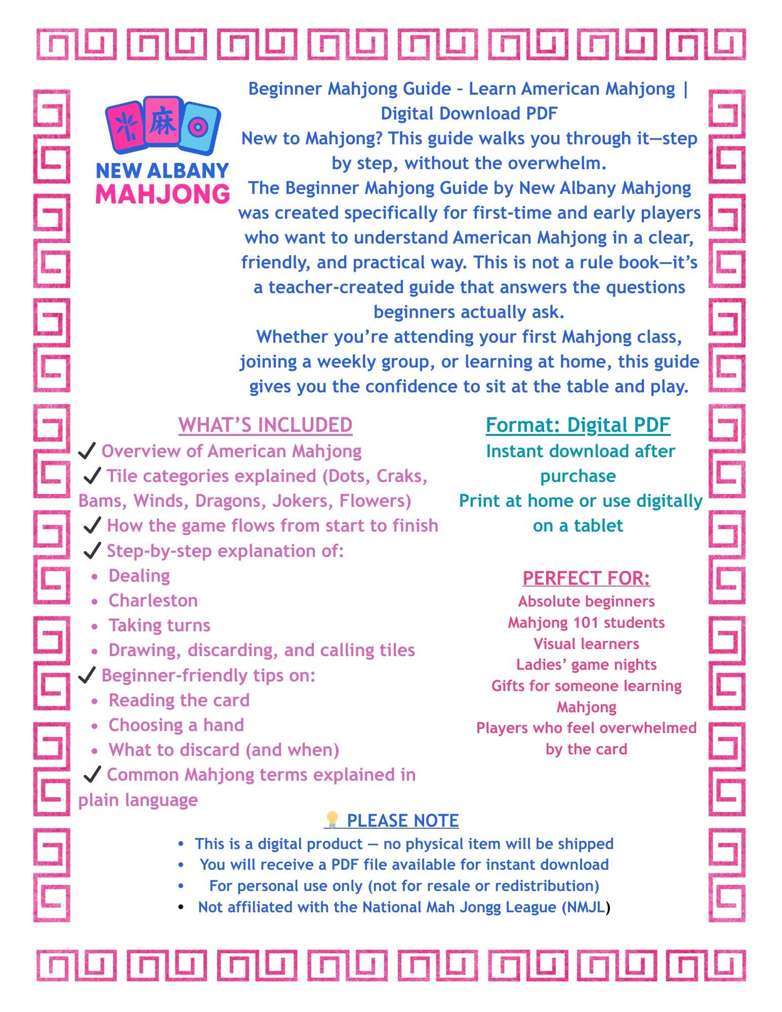 Beginner's Guide to American Mahjong WITH VISUALS – Easy-to-learn PDF ...