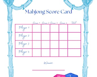 Hoja de puntuación y reglas de puntuación de Mahjong: descarga digital, imprimible.