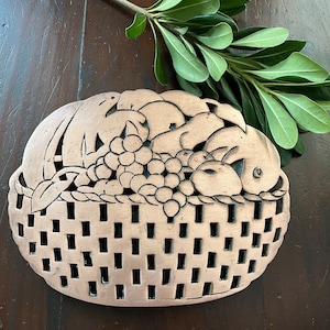 Vintage Cast Iron and Copper Trivet/Wall Hanging Fruit Basket by Marble Design