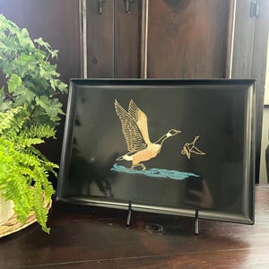 Vintage Couroc Inlaid Flying Canadian Geese Serving Tray