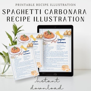 Classic Spaghetti Carbonara Recipe Card - Experience Italian Culinary Magic!