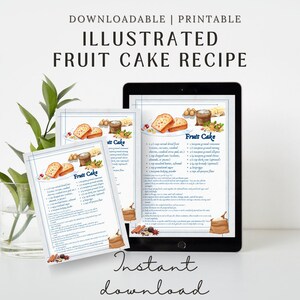 Recette de gâteau aux fruits illustrée en téléchargement numérique - Magie culinaire artistique