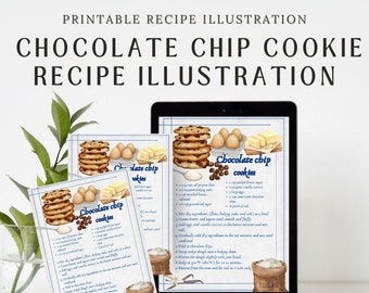 Illustrated Chocolate Chip Cookie Recipe Card - Baking Made Artful and Delicious!