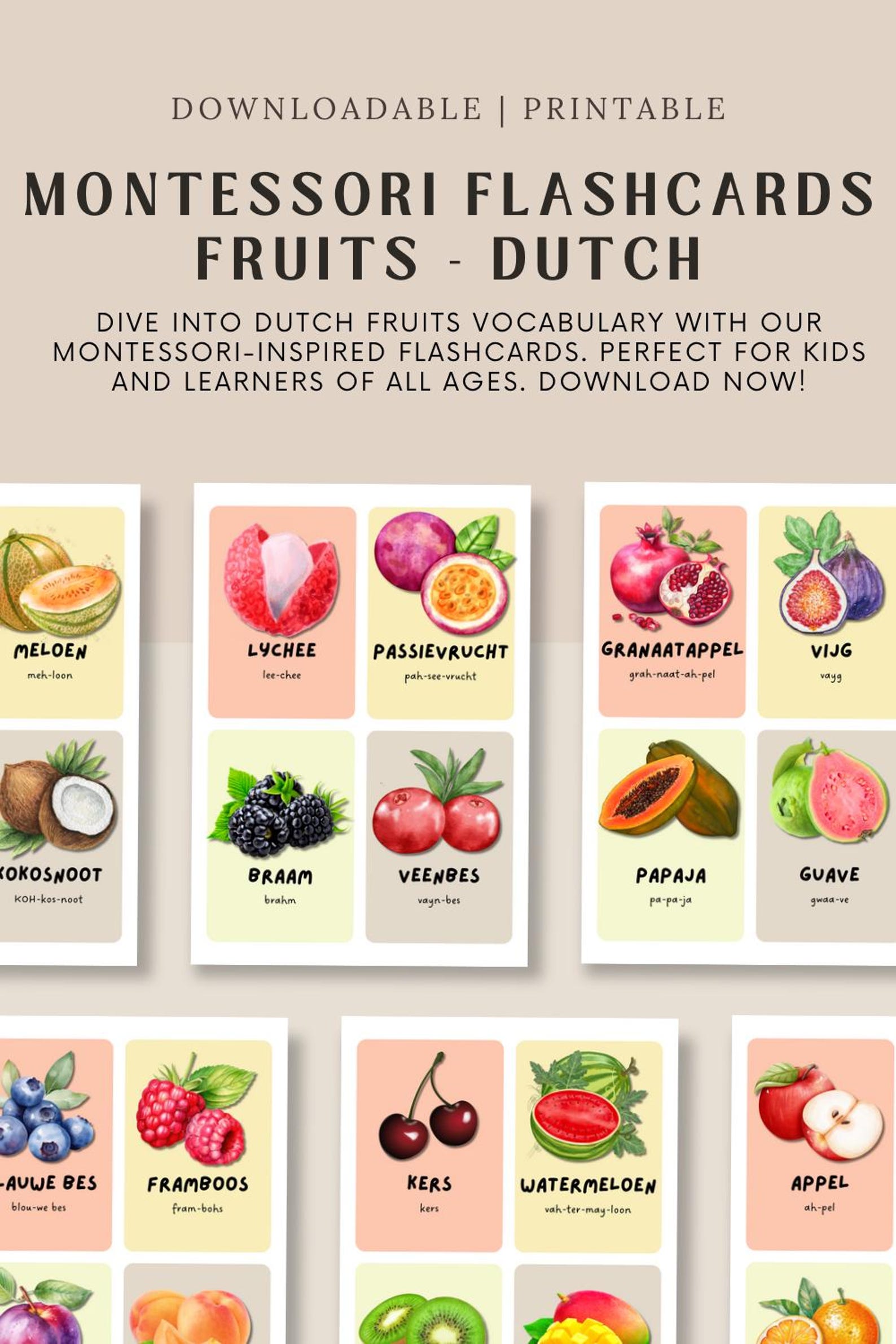 Dutch Fruit Flashcards With Pronunciation | Learn Dutch Fruit Names ...