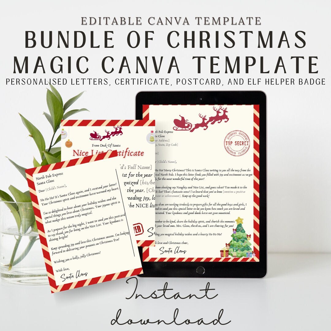 Personalized Santa Letter Canva Template Bundle (instant Download) - Etsy