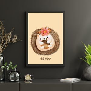 Póster digital Be You / Arte infantil con animales adorables / Decoración de habitación infantil / Descarga en PDF / Tamaños A4, A5 y membrete