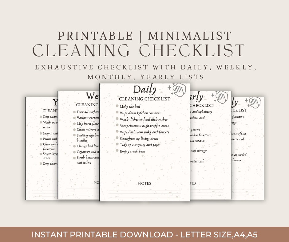 Printable Cleaning Checklist - Stay Organized With Daily, Weekly, and ...