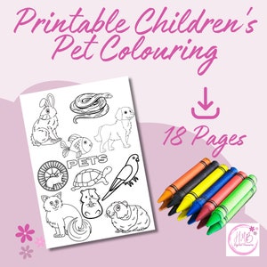 Children's Colouring Pages | 18 Pet Designs to Colour In | Colouring Sheets | Printable A4 Sheets