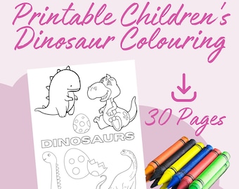 Children's Colouring Pages | 30 Dinosaur Designs to Colour In | Dinosaur Colouring Sheets | Printable A4 Sheets