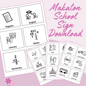 Schede di comunicazione Makaton per l'istruzione / Download digitale / Schede Now Next / Segni Makaton / Materie principali / Orario visivo