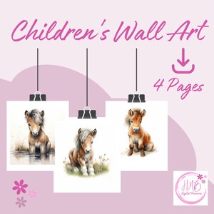 Safari Horse Nursery Print Set | Nursery Wall Decor | Toddler Room Print | Horse Wall Art Print | Animal Printable Download