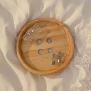 Pine Wooden Button Tray | Wood Key Holder  | Rustic Farmhouse Table Decor | Cottagecore Entryway Organizer | Jewelry Holder | Ring Dish