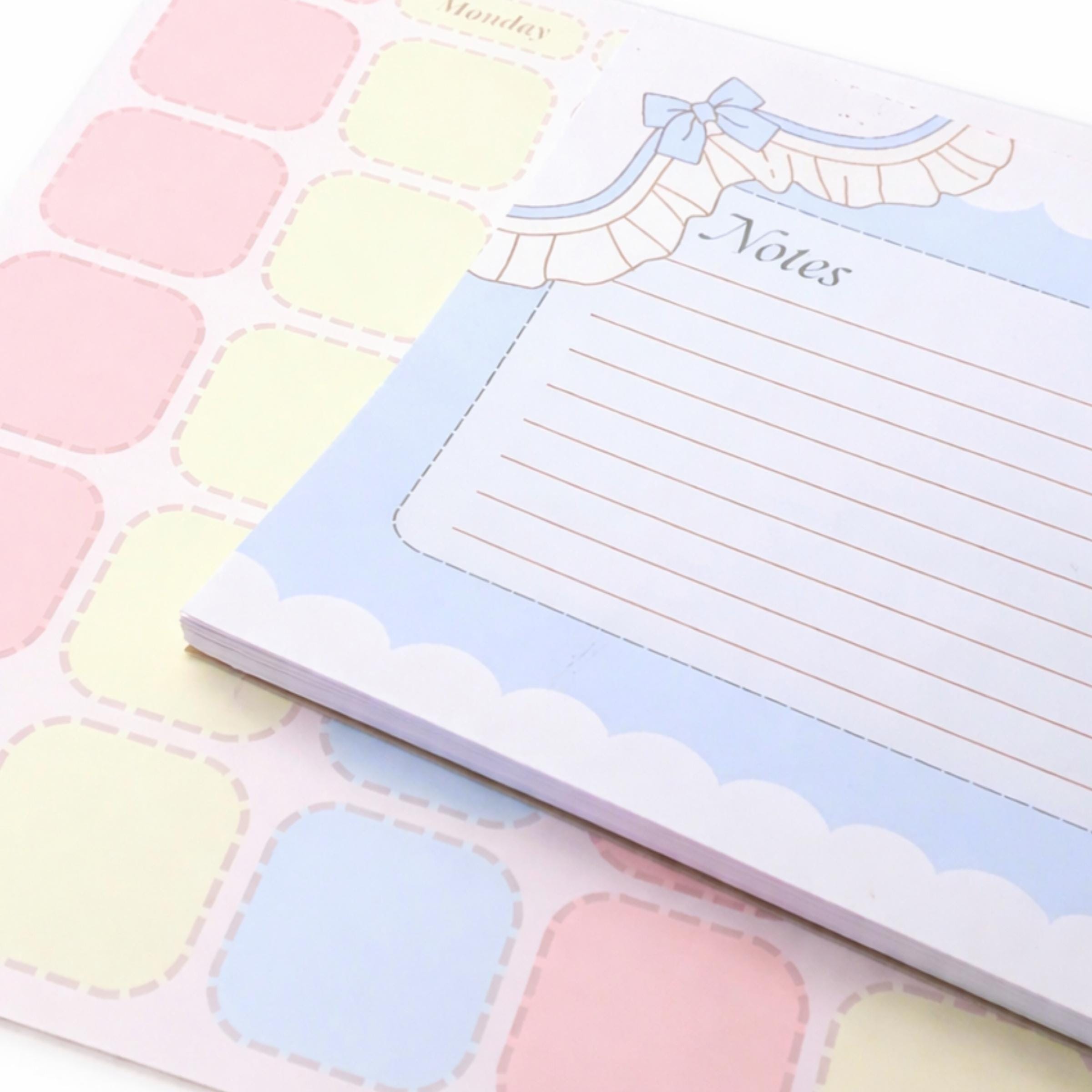 Rahil Notepad Desktop Coquette Blue Notepad | Desktop Memo Pad | Pastel Kawaii Harajuku ...