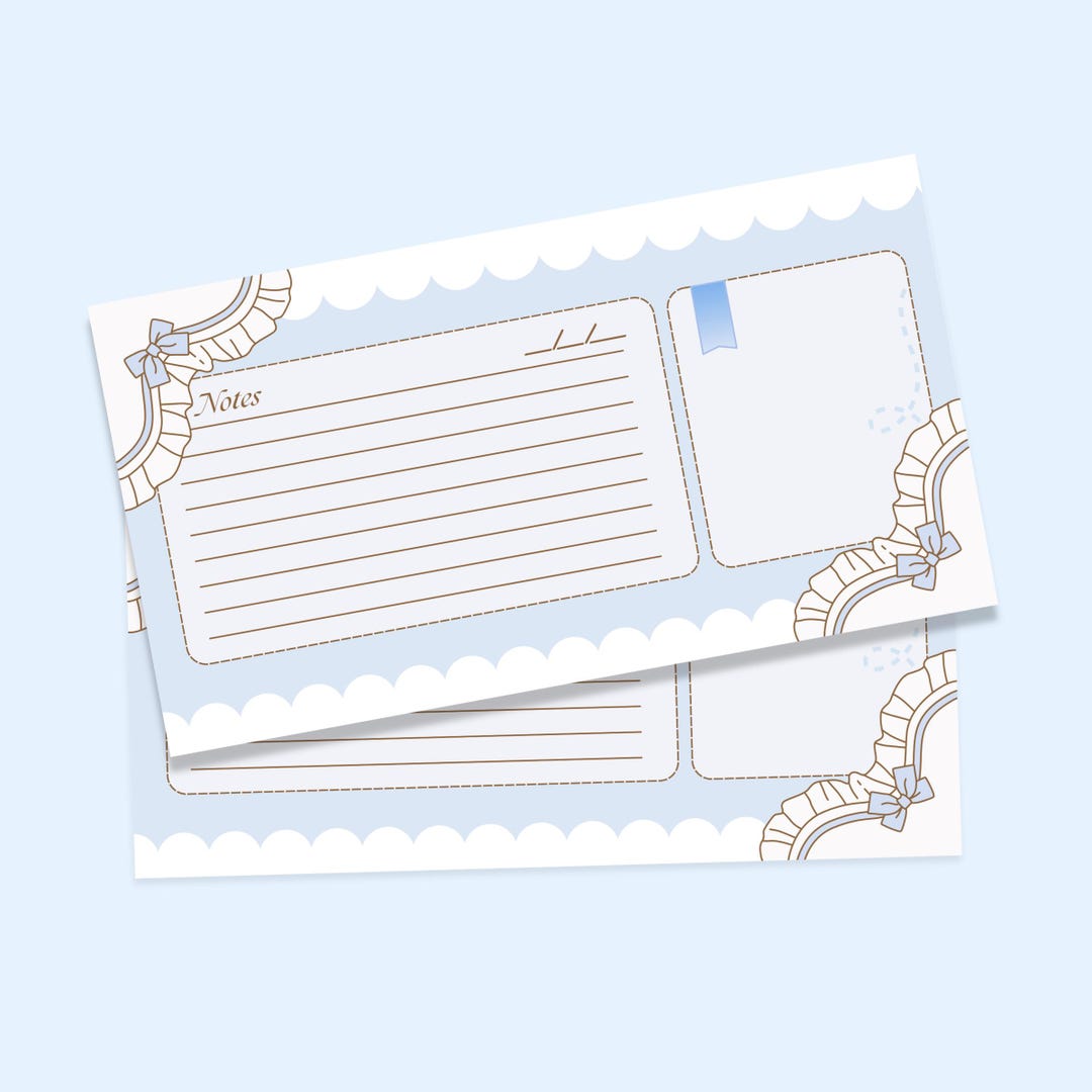 Rahil Notepad Desktop Coquette Blue Notepad | Desktop Memo Pad | Pastel Kawaii Harajuku ...