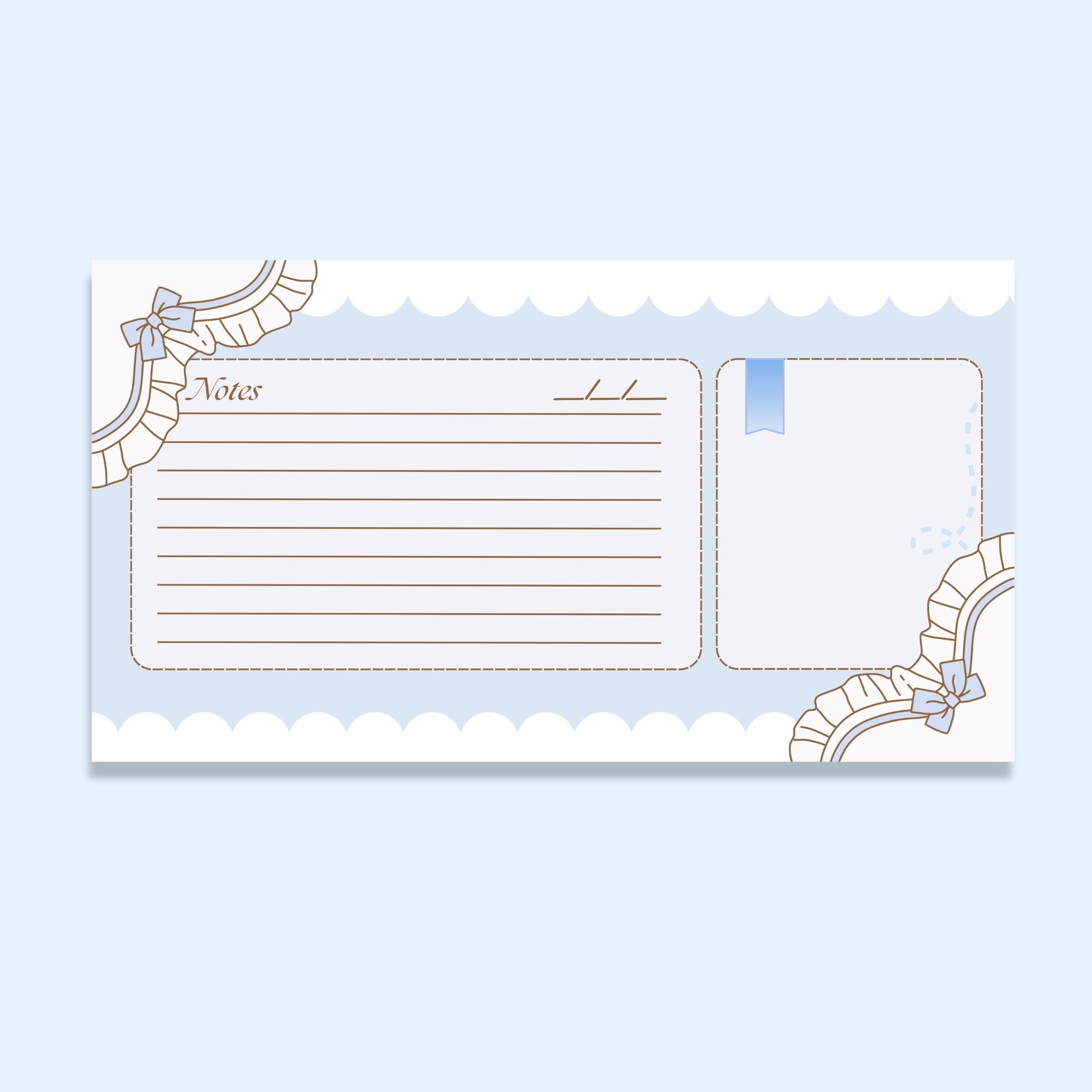 Rahil Notepad Desktop Coquette Blue Notepad | Desktop Memo Pad | Pastel Kawaii Harajuku ...