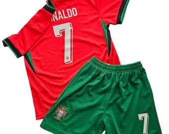 New 2024 Youth Soccer Fan Jersey Portugal No 7 Sports Jersey Shirt Free Shorts