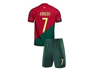 Youth Soccer Fan Ronaldo Jersey Portugal No 7 Sports Jersey Shirt Free Shorts