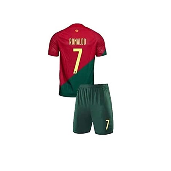 Youth Soccer Fan Ronaldo Jersey Portugal No 7 Sports Jersey Shirt Free Shorts