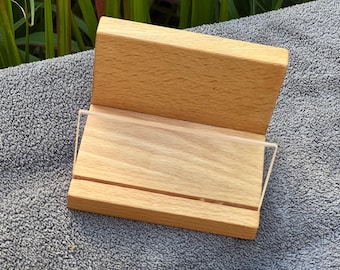 Visitenkartenhalter aus Buche Massivholz mit Acrylglas Front
