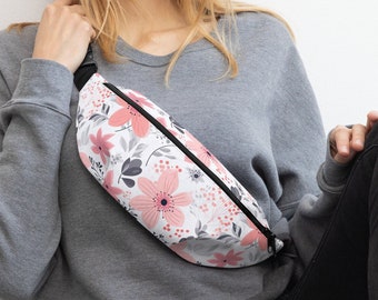 Fanny Pack for Women Floral Pattern, Crossbody or Waist Outdoor Sports Bag, Belt Bag for Her, Bridesmaid Fanny Pack Gifts Travel Bum Bag