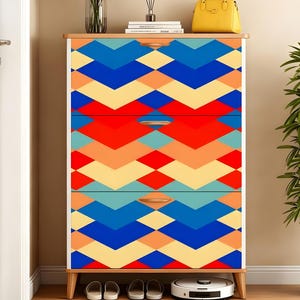 モダンな木製シューズキャビネット、合成皮革仕上げ、米国製