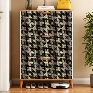 アメリカ製 モダンシューズキャビネット フェイクレザー仕上げ 玄関収納