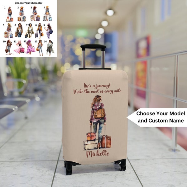 Luggage Cover Personalized Name and Model, Custom Suitcase Covers for Women, Unique Travel Gift Set for Her, Cute Travel Essentials