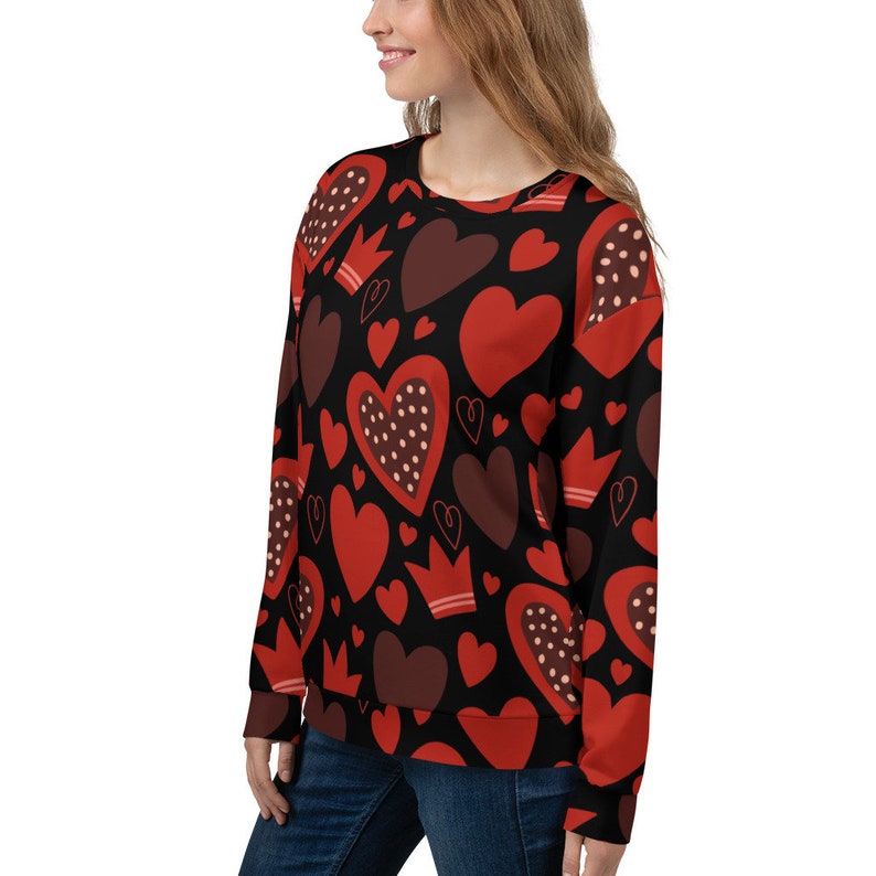 Valentines Sweatshirt for Women and Teen Girls, All Over Print Heart ...