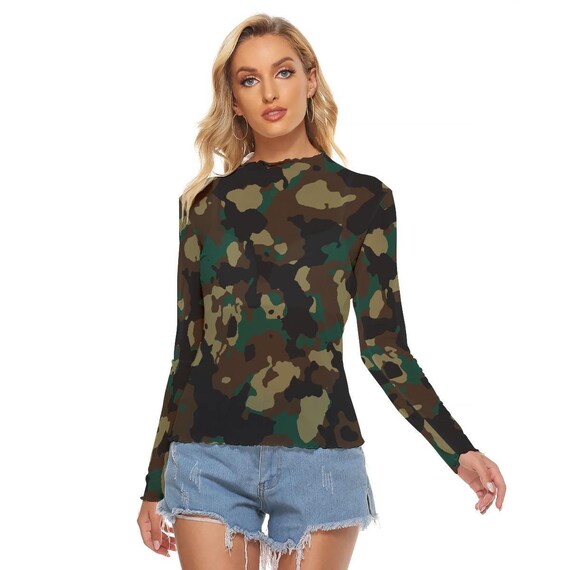 Camo sheer top new arrivals