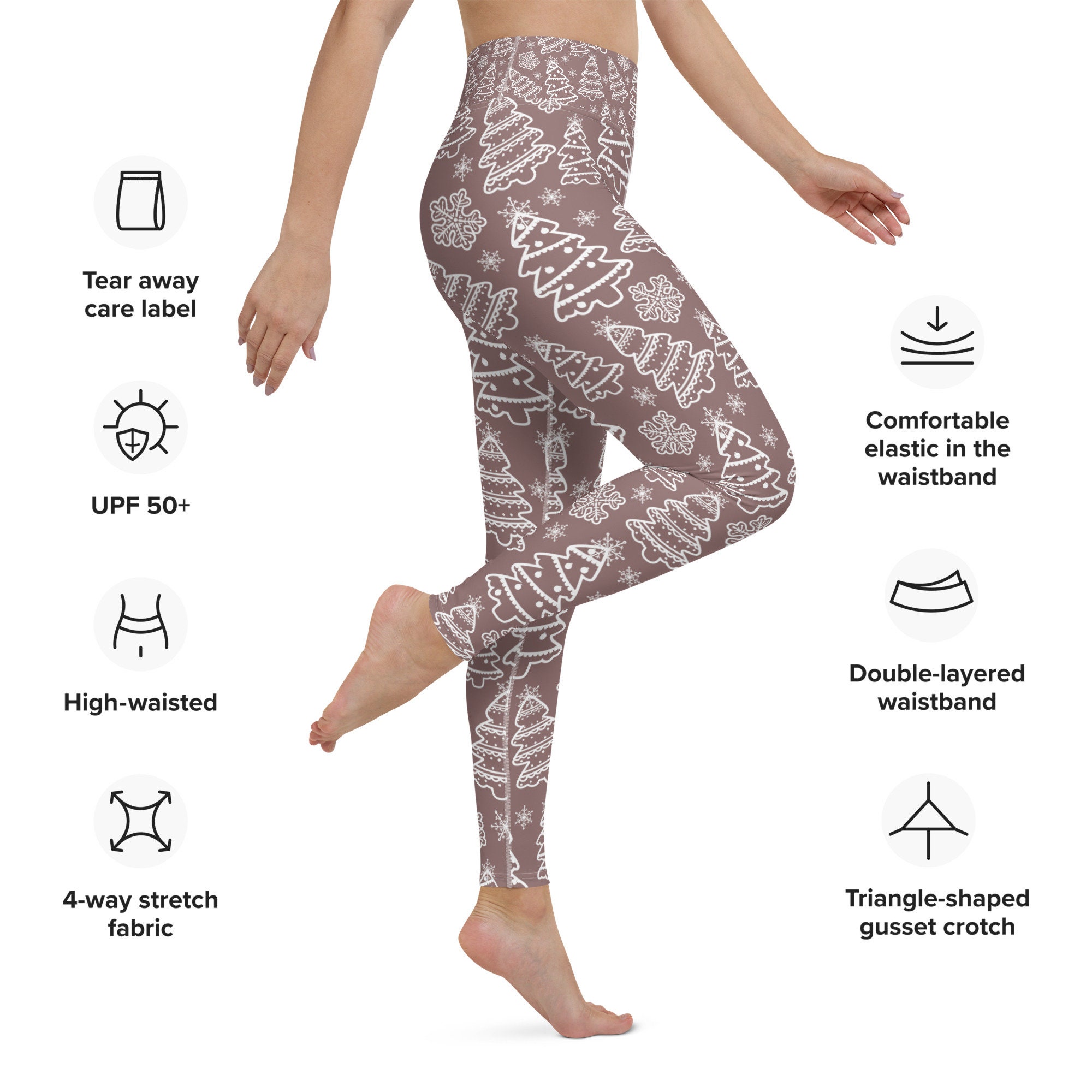 Moose Christmas Tree Pattern Print Women Leggings