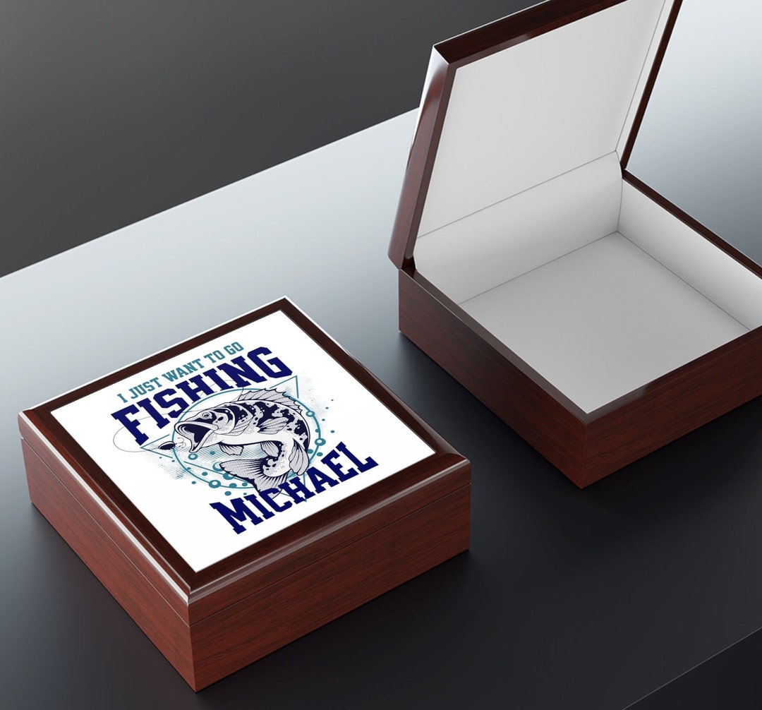 Custom Jewelry Box for Men, Fishing Lovers Keepsake Box, Gift for Dad ...