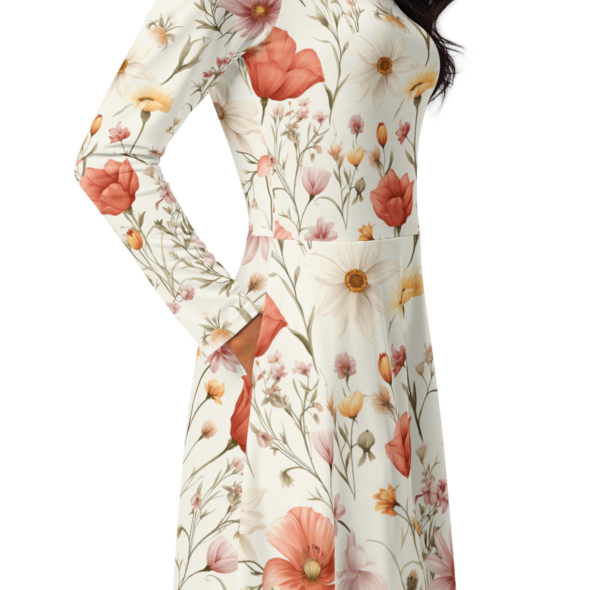 Floral Midi Dress Long Sleeves With Pockets, Cute Cottagecore Fall Winter Dress for Petite to Plus Size Women Sizes 2XS-6XL, Gift for Her - Etsy Floral Midi Dress Long Sleeves With Pockets, Cute Cottagecore Fall Winter Dress for Petite to Plus Size Women Sizes 2XS-6XL, Gift for Her - Etsy