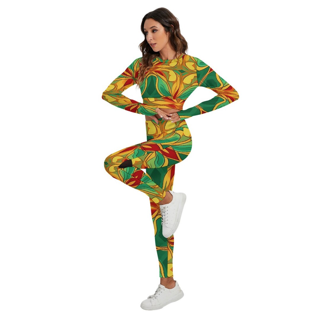 All-Over Print Women's Sport Set With Backless Top And Leggings main image 0