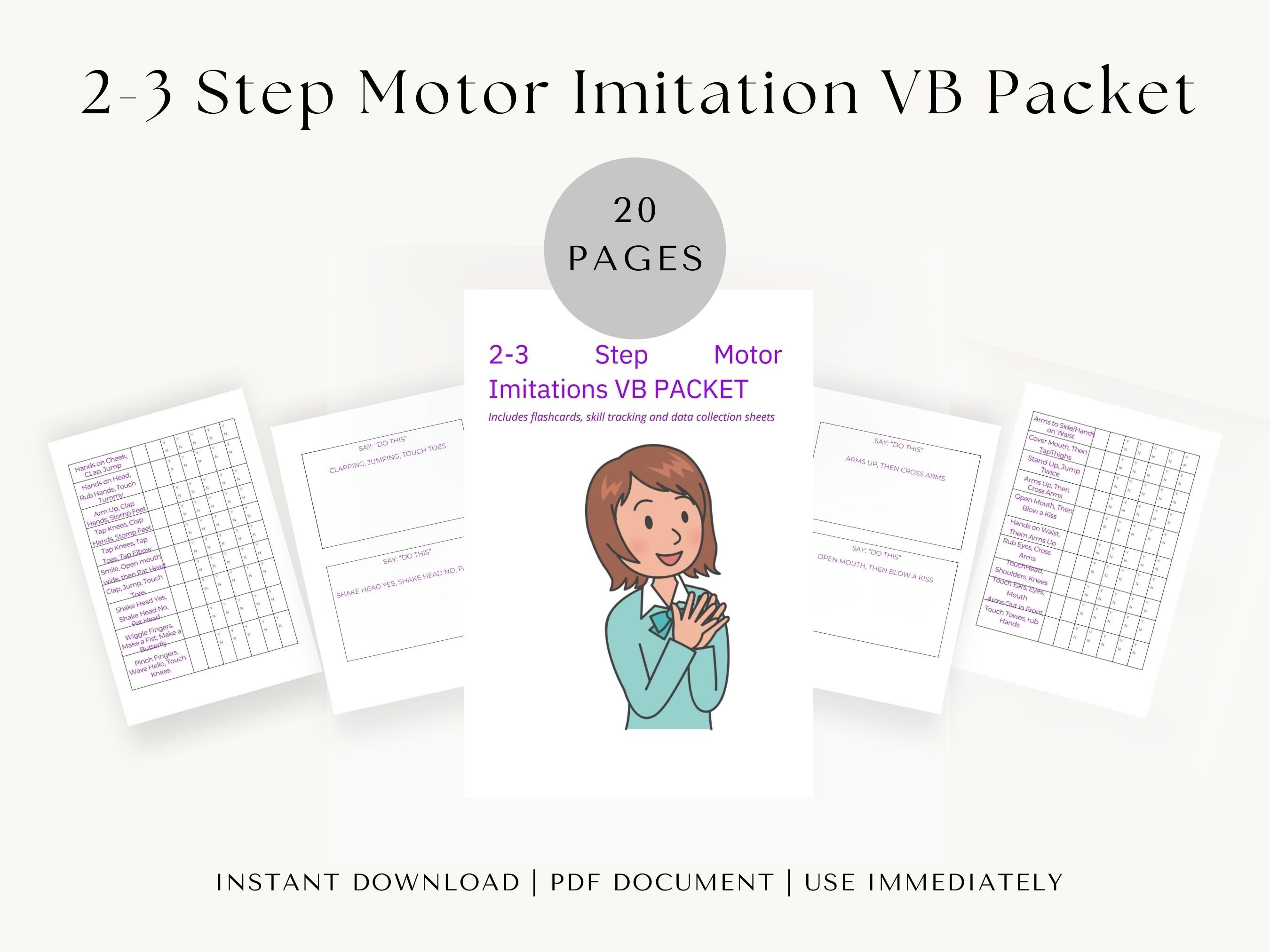 2-3 Step Motor Imitation VB Template Packet, Autism Skills Development ...