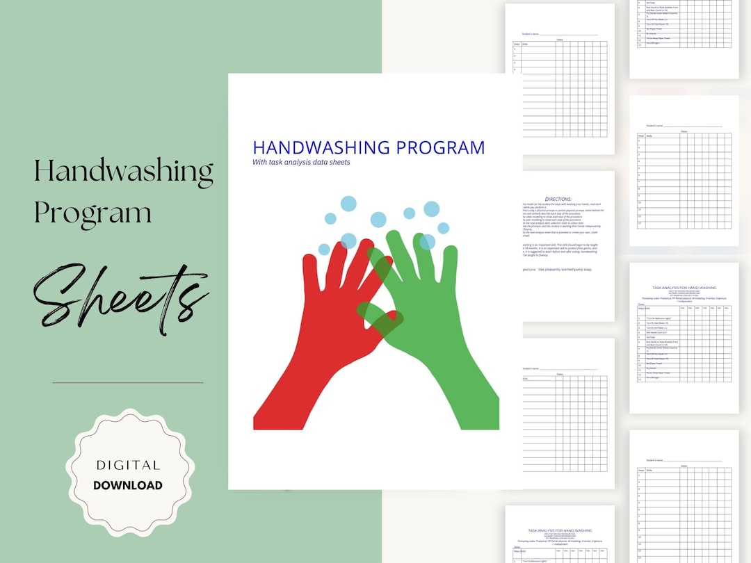 Handwashing Program With Task Analysis Autism Educational Etsy