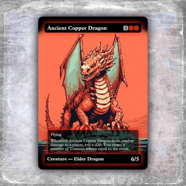 Ancient Copper Dragon #5 Pixel art [Alternative custom art / No foil] >HYPERION< Edh MTG Proxy