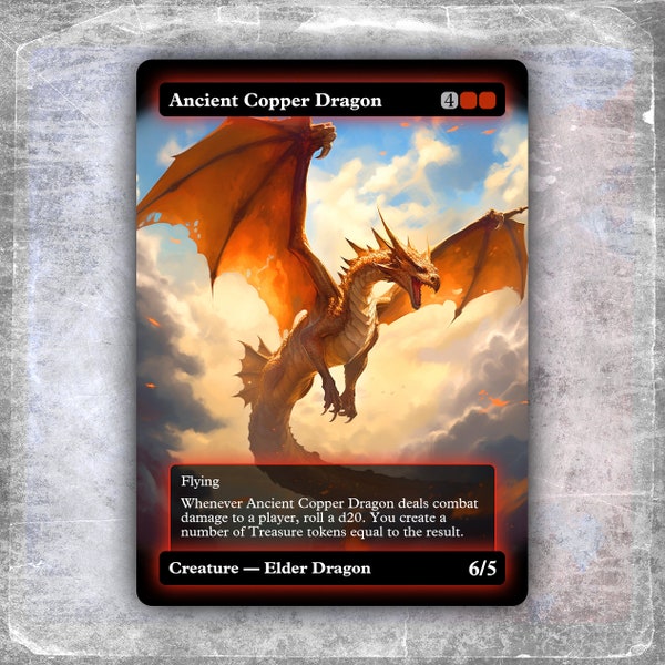 Ancient Copper Dragon #1 [Art personnalisé alternatif / Pas de feuille] >HYPERION< Edh MTG Proxy