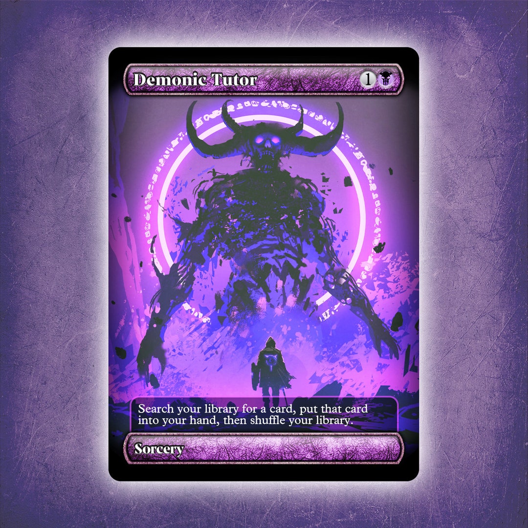 Demonic Tutor Full Art alternative Custom Art / No Foil Edh MTG Proxy