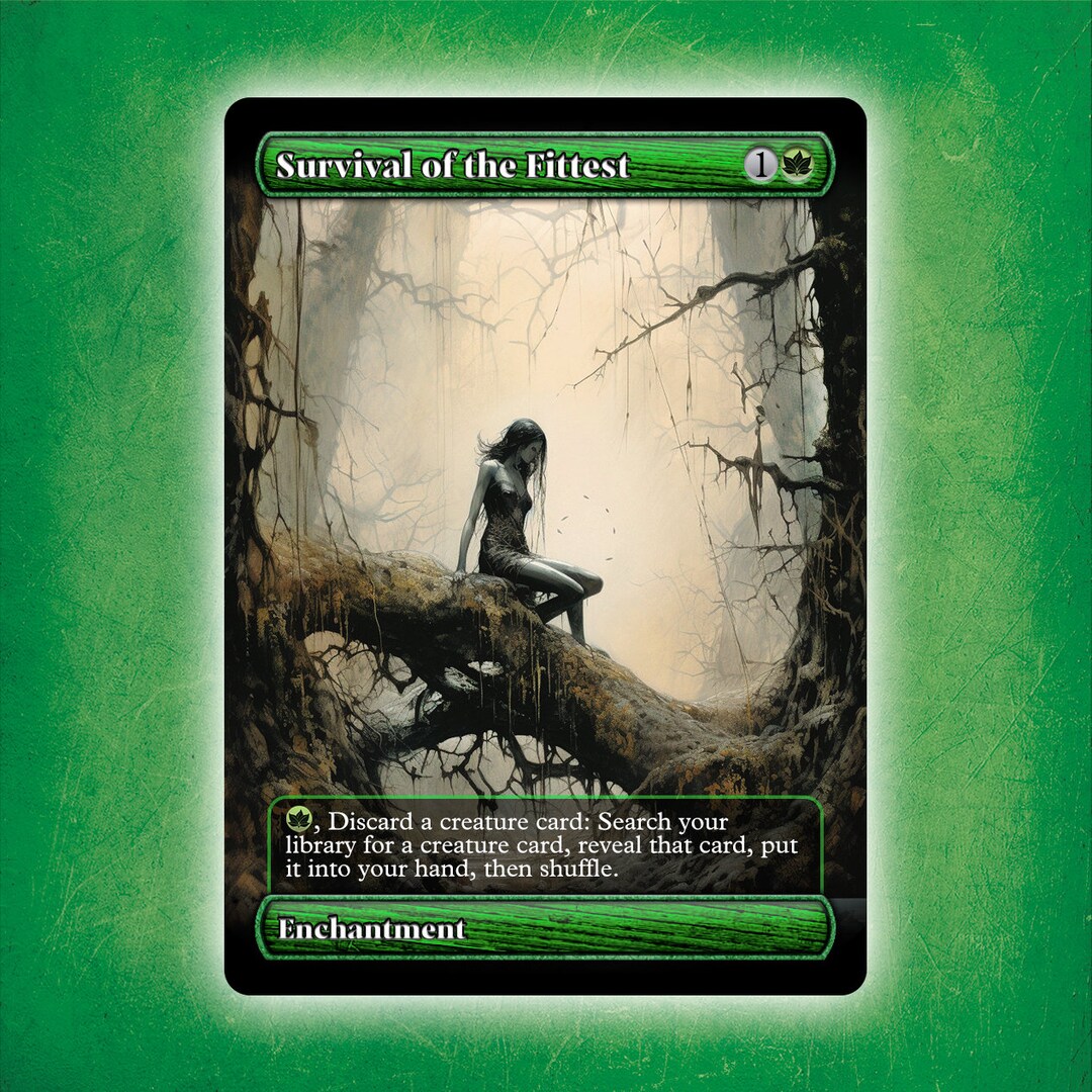 Survival of the Fittest Full Art 3 alternative Custom Art / No Foil Edh MTG Proxy Etsy