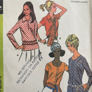 VINTAGE 1969 McCall&#39;s 2192 Misses Blouse Set (size 12/bust 34)