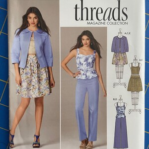 UNCUT Simplicity 1664 - Threads Magazine Collection - Misses Jacket, Dress, Skirt, Top, Pants (size 4-12)
