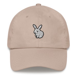 Niedlicher Hase Bestickter Papa Hut - Chino Baumwollköper | Geschenk-würdige, stilvolle und verstellbare Kopfbedeckung für alle Altersgruppen